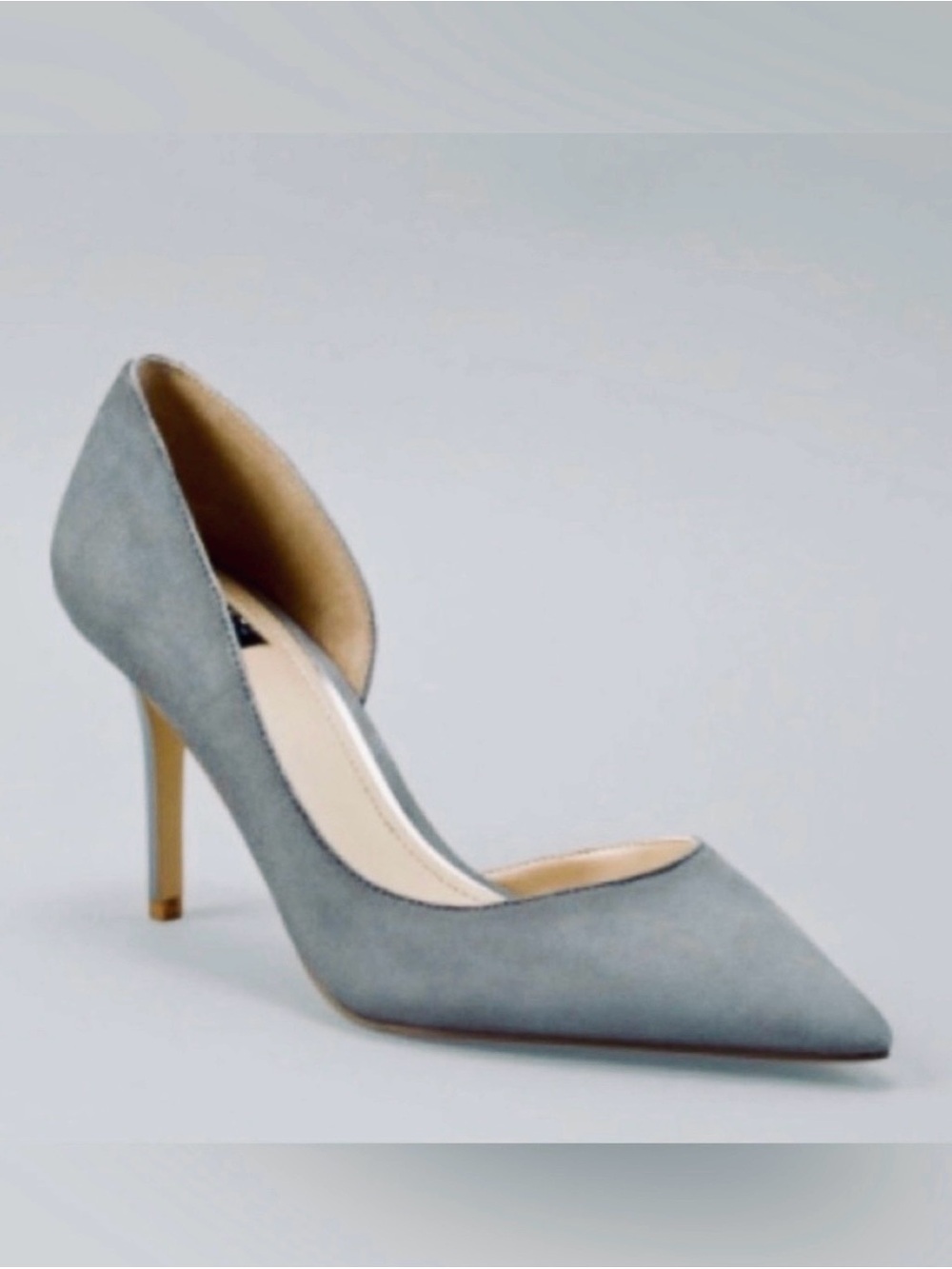 WHBM Ella Ash Gray Grey Suede Pump Pointy Toe 9.5 Stiletto Heel